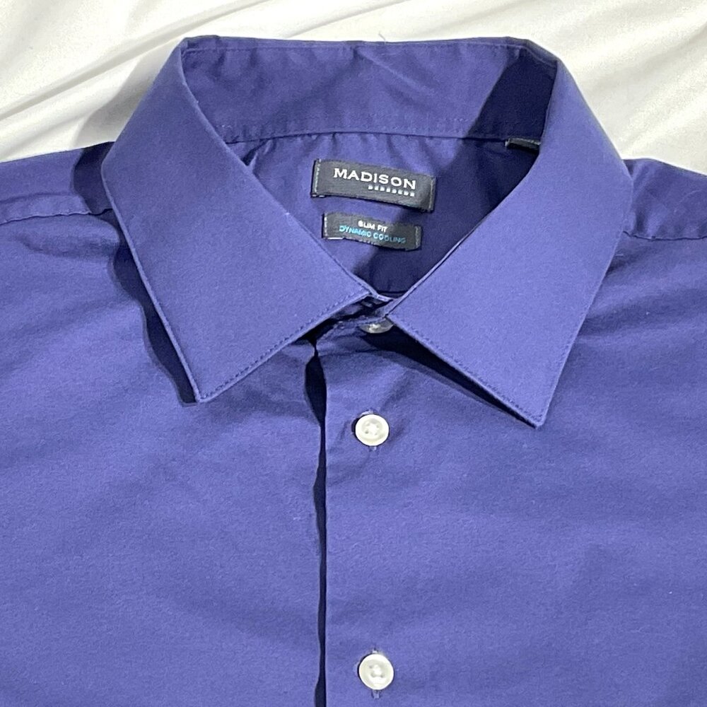Madison Slim Fit Mens 16-16.5 3/$14 Long Sleeve Dynamic Cooling Dress Shirt
